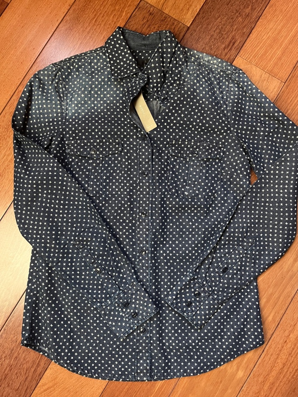 NWT J. Crew 100% Cotton Distressed Denim Button Down Shirt